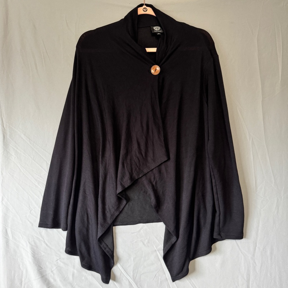 Bobeau Womens Button Shawl M Black Whimsigoth Fairy Grunge Asymmetric Witchy